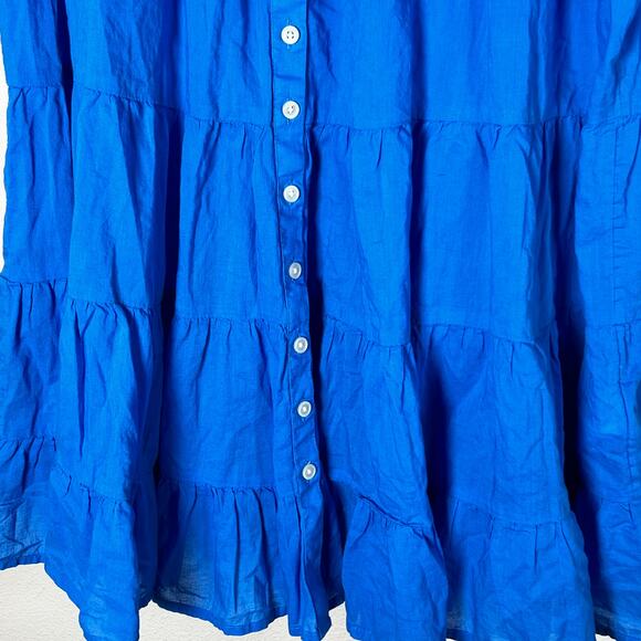 J. Crew Milly Button-Up Mini Dress Women's Medium Blue Cover-Up All Cotton - Picture 5 of 9